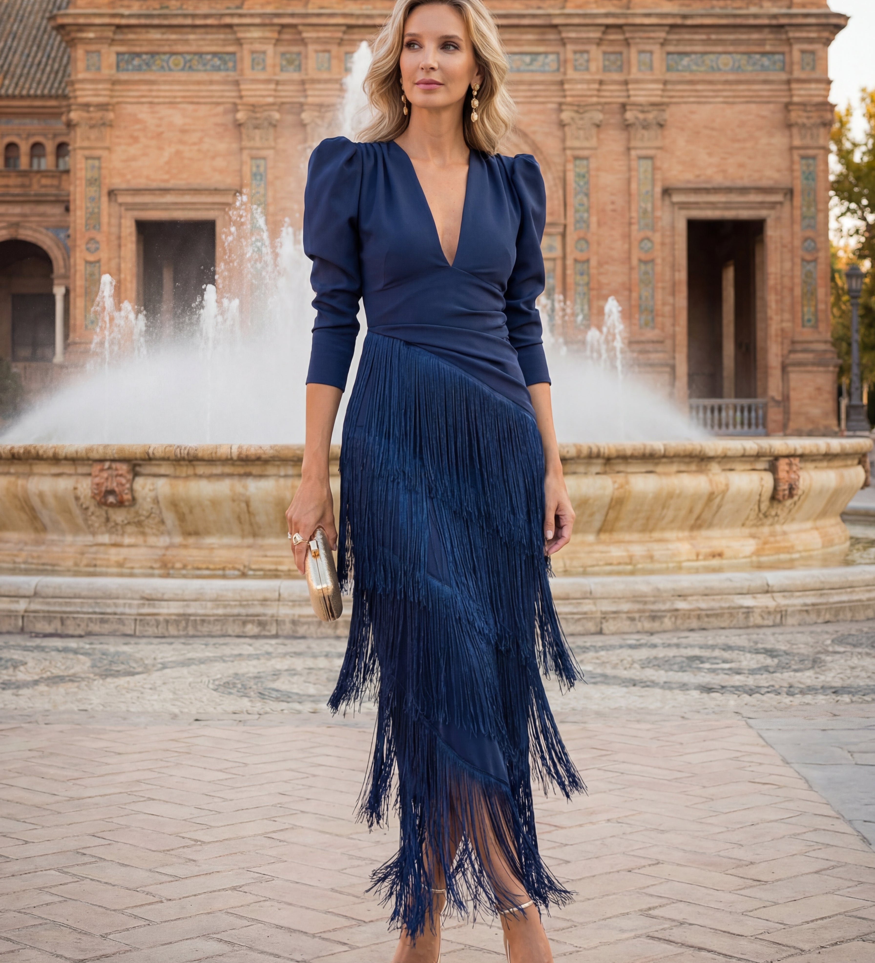 Frida | Robe midi avec franges en vert sauge