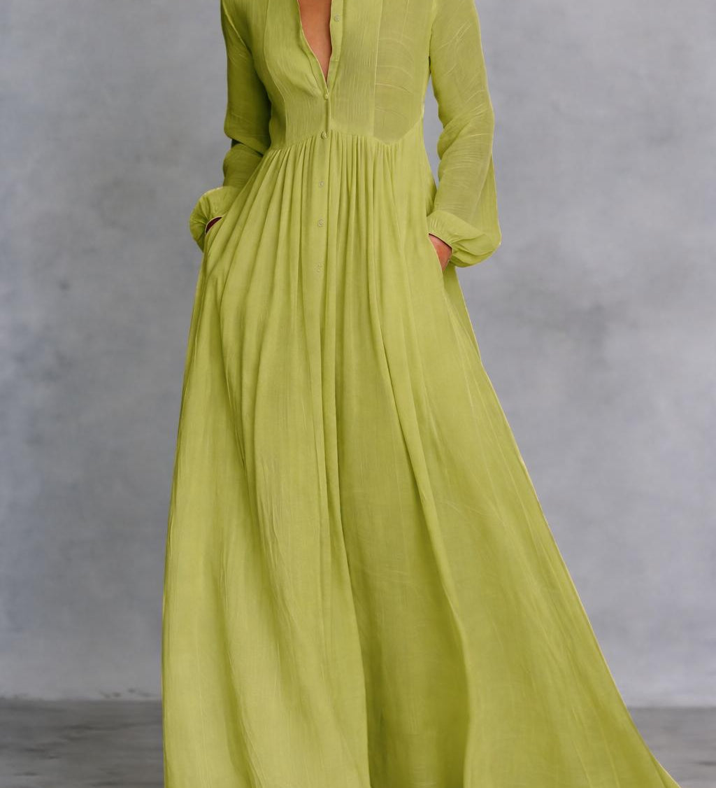 Selena | Robe Maxi avec Boutons Frontaux Fluides