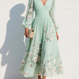 Cisella | Robe midi verte claire à fleurs