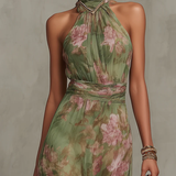 Livia | Robe Maxi Halter Florale Élégante