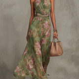 Livia | Robe Maxi Halter Florale Élégante