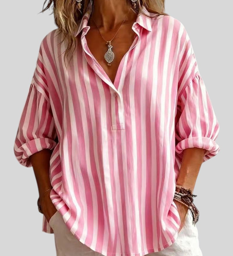 Nora | Blouse Rayée Légère avec Col