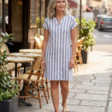 Noémie | Robe-Chemise Rayée Élégante