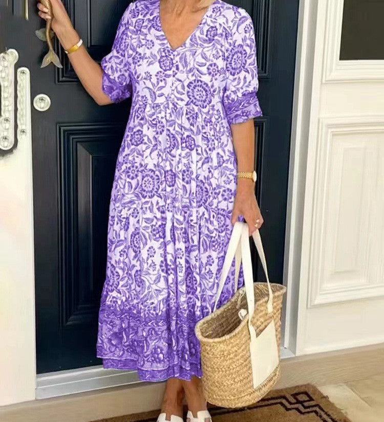 Keisha | Robe Fleurie Décolleté en V Élégante