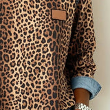 Zéphirine | Sweatshirt Imprimé Léopard en Patchwork Denim