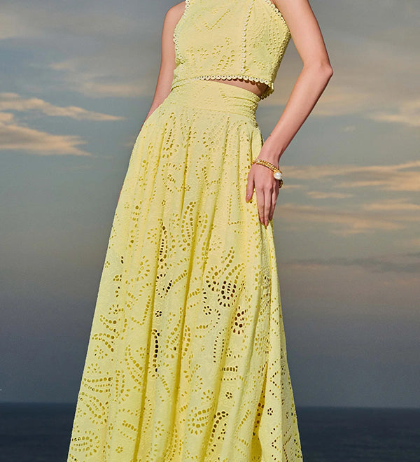 Ensemble Larissa™ : Top Brodé et Jupe Maxi Taille Haute