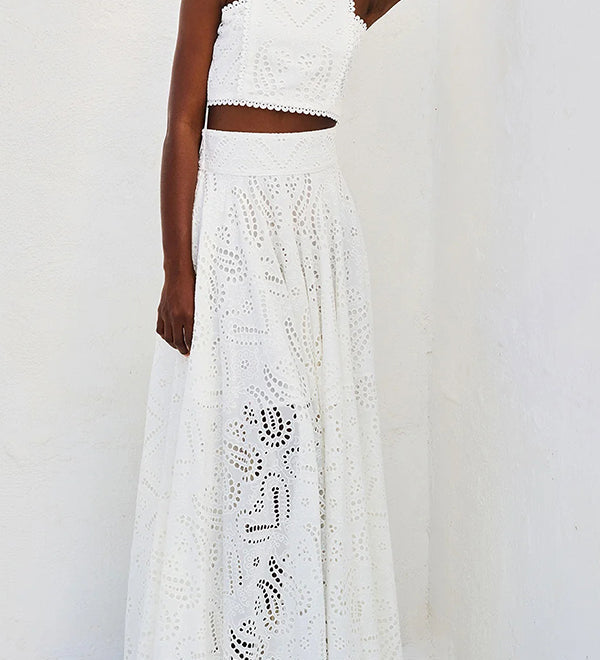 Ensemble Larissa™ : Top Brodé et Jupe Maxi Taille Haute