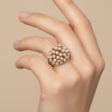 Inès | Bague en Or avec Perles Incrustées Élégante