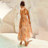 Esther | Robe à Col Halter avec Imprimé Aquarelle