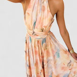 Esther | Robe à Col Halter avec Imprimé Aquarelle