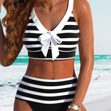 Sylvie | Bikini rayé taille haute