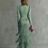 Chiara | Robe Élégante avec Manches à Franges