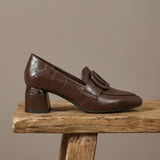 Adèle –  Mocassins à talons en cuir