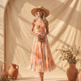 Aurora | Robe à Col Halter et Imprimé Aquarelle