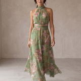 Livia | Robe Maxi Halter Florale Élégante