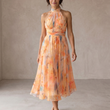 Aurora | Robe à Col Halter et Imprimé Aquarelle