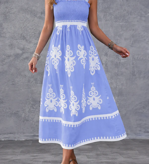 Martina | Robe maxi avec imprimé artistique et taille élastique