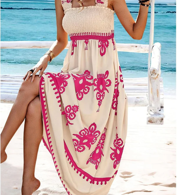 Martina | Robe maxi avec imprimé artistique et taille élastique