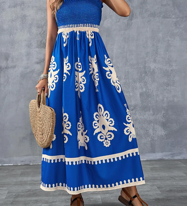 Martina | Robe maxi avec imprimé artistique et taille élastique