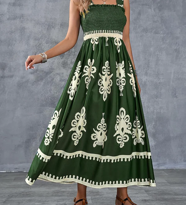 Martina | Robe maxi avec imprimé artistique et taille élastique