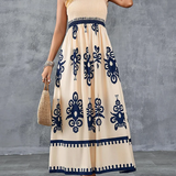Martina | Robe maxi avec imprimé artistique et taille élastique