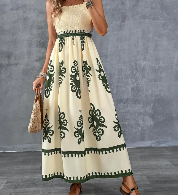 Martina | Robe maxi avec imprimé artistique et taille élastique