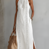Jimena | Robe midi en lin avec col mao