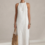 Jimena | Robe midi en lin avec col mao