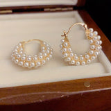 Elyna | Boucles d'Oreilles en Cerceau avec Perles Superposées