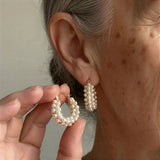 Elyna | Boucles d'Oreilles en Cerceau avec Perles Superposées
