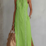 Jimena | Robe midi en lin avec col mao