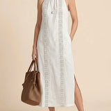 Jimena | Robe midi en lin avec col mao