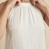 Jimena | Robe midi en lin avec col mao