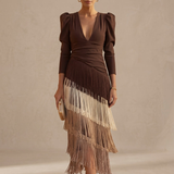 Frida | Robe midi avec franges en vert sauge