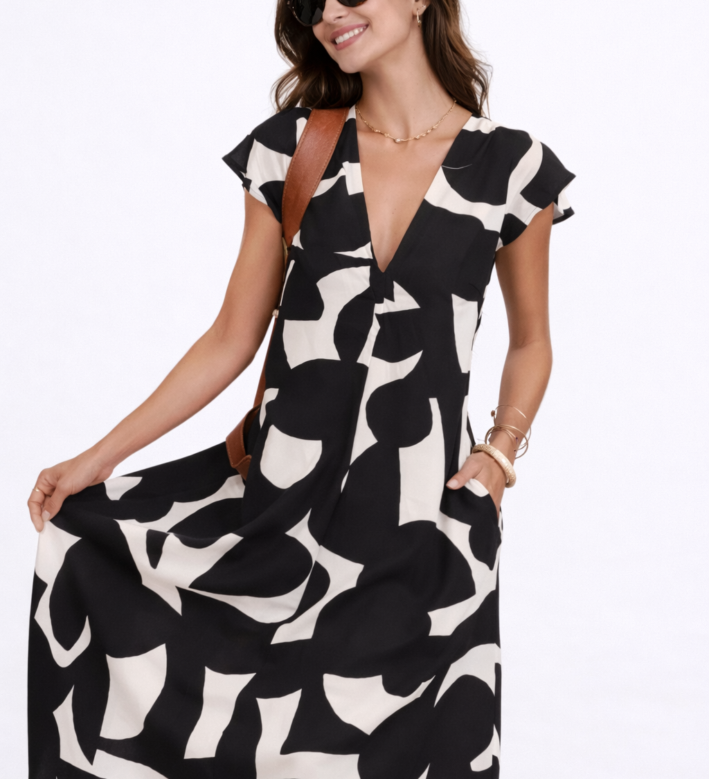 Camelia | Robe midi fluide avec imprimé vibrant