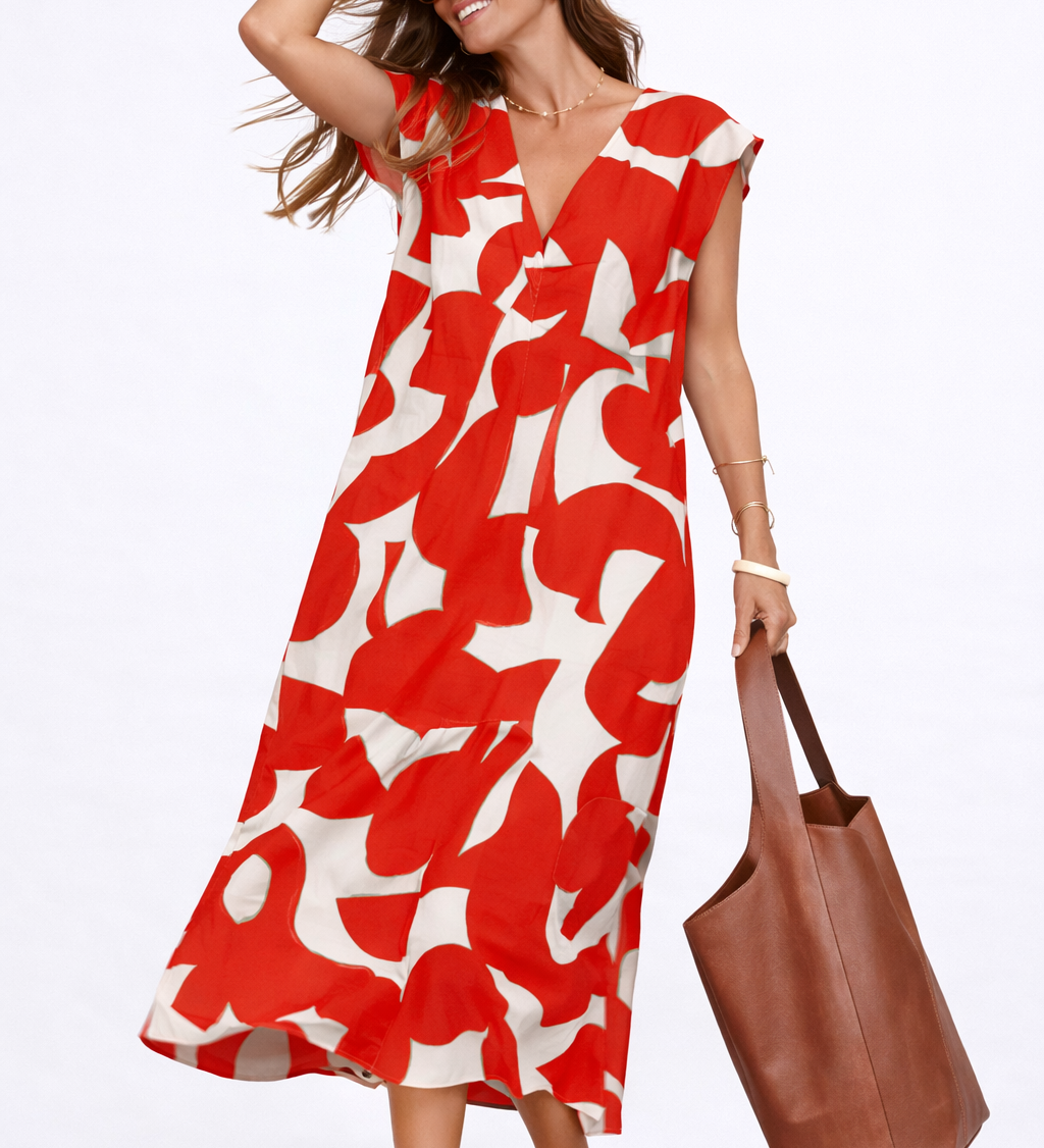 Camelia | Robe midi fluide avec imprimé vibrant