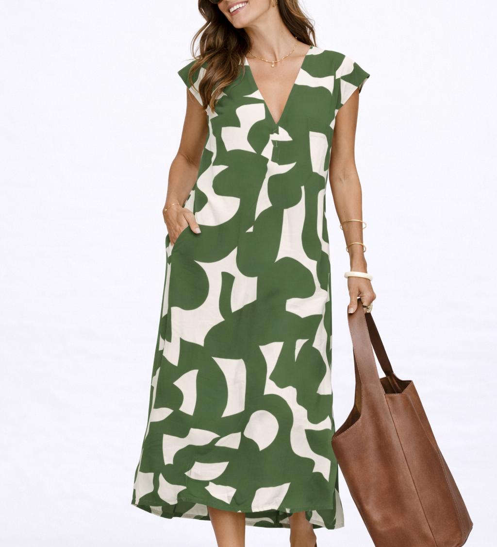 Camelia | Robe midi fluide avec imprimé vibrant